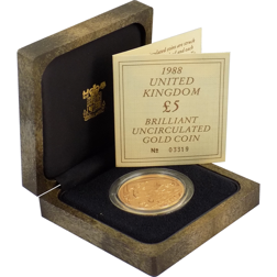 Pre-Owned 1988 UK Brilliant Uncirculated £5 Gold Coin
