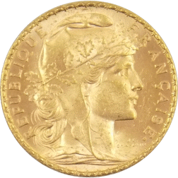 Pre-Owned 1906 French 20 Franc 'Rooster' Gold Coin