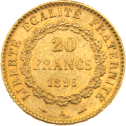 Pre-Owned 1895 French 20 Franc Lucky Angel Gold Coin