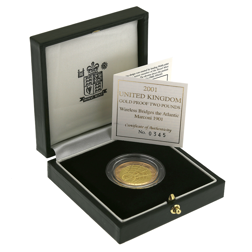 Pre-Owned 2001 UK Marconi Proof Double Sovereign Gold Coin