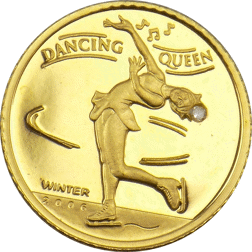 Pre-Owned 2006 Mongolia Dancing Queen Diamond Set 1/25oz Gold Coin