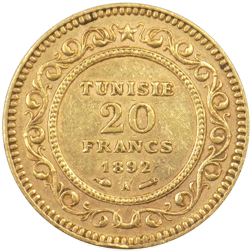 Pre-Owned Tunisian 20 Francs Gold Coin - Mixed Dates
