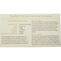 Pre-Owned 2011 UK Quarter Sovereign Gold Coin - Boxed