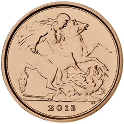 Pre-Owned 2013 UK Quarter Sovereign Gold Coin - Boxed