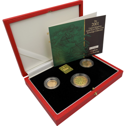 Pre-Owned 2001 UK Proof Full Sovereign 3 Gold Coin Set