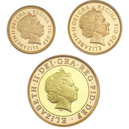 Pre-Owned 2001 UK Proof Full Sovereign 3 Gold Coin Set