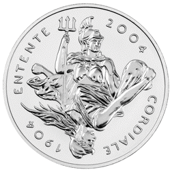Pre-Owned 2004 UK Entente Cordiale Crown Piedfort Proof Platinum Coin