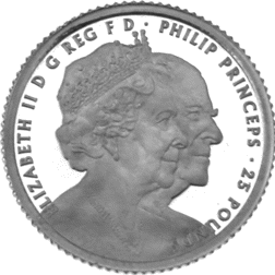 Pre-Owned 2017 UK Platinum Wedding Anniversary £25 Proof Platinum Coin - VAT Free