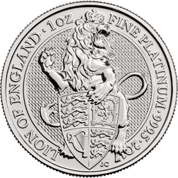 Pre-Owned 2017 UK Queen's Beasts The Lion 1oz Platinum Coin - VAT Free