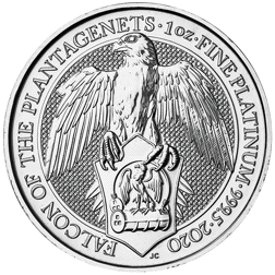 Pre-Owned 2020 UK Queen's Beasts Falcon of the Plantagenets 1oz Platinum Coin - VAT Free
