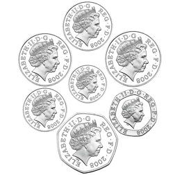 Pre-Owned 2008 UK Royal Shield of Arms Platinum Proof 7-Coin Collection - VAT Free