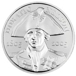 Pre-Owned 2005 UK Nelson £5 Piedfort Proof Platinum Crown Coin - VAT Free
