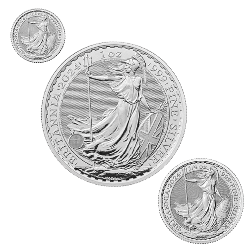 2024 UK Britannia 1oz, 1/4oz and 1/10oz Silver Coin Collection 1/4oz