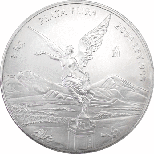 PreOwned 2009 Mexican Libertad 1kg Silver Coin VAT Free Out Of