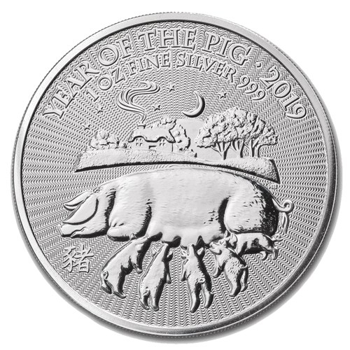 JOLLY PIG Lunar Year 1 Oz Silver Coin 1000 Togrog Mongolia