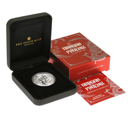 Pre-Owned 2017 Australian Dragon & Phoenix High Relief 1oz Proof