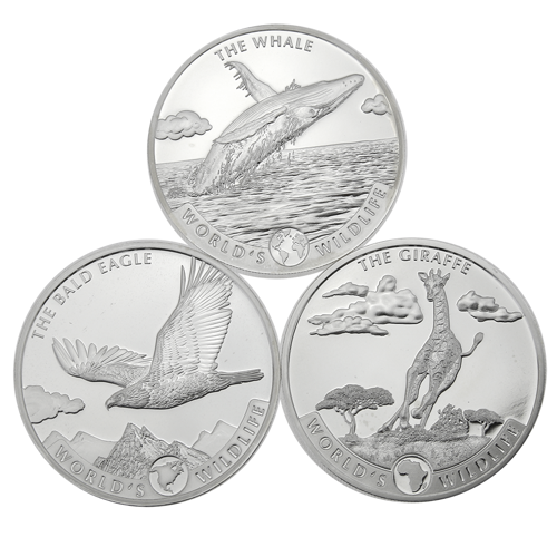 Pre-Owned Congo World's Wildlife 1oz Silver 3-Coin Collection - VAT Free |  Out Of Stock | Atkinsons Bullion