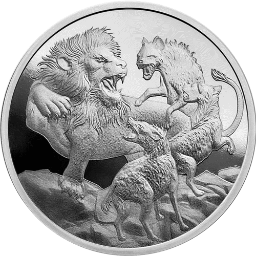 Pre-Owned 2022 Niue Lion vs Hyena Apex Predator 1oz Silver Coin - VAT