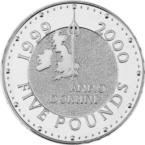Pre-Owned 1999 - 2000 UK Millennium £5 Proof Design Silver