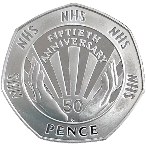 PreOwned 1998 UK NHS 50p Silver Proof Design Coin VAT Free Out Of