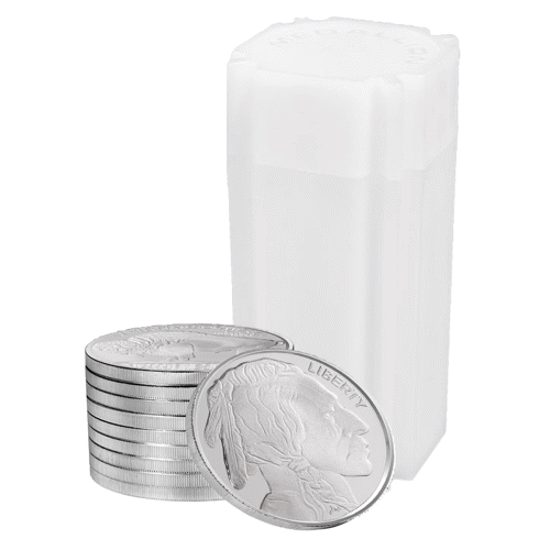Silvertowne Buffalo 1/10oz Silver Round - Tube of 50 | 1/10oz Silver ...