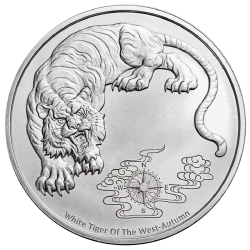 2023年　サモア　ホワイトタイガー銀貨　1オンス Buy 2023 Samoa 1 oz Silver Four Guardians - White Tiger BU