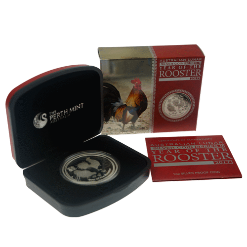 Pre-Owned 2017 Australian Lunar Rooster 1oz Proof Silver Coin - VAT Free |  Pre-Owned | Atkinsons Bullion