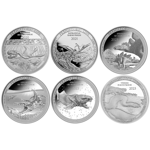 Pre-Owned Congo Prehistoric Life 1oz Silver 12-Coin Set - VAT Free