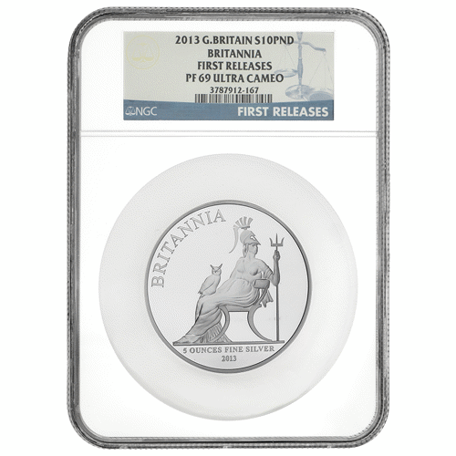 Pre-Owned 2013 UK Britannia 5oz Proof Silver Coin - NGC Graded