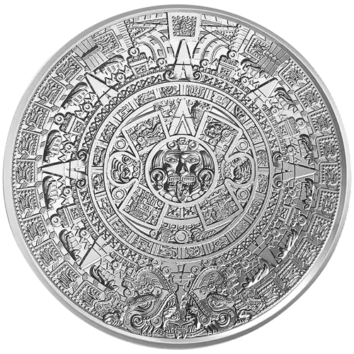 Aztec Sun Stone 2oz Silver Round | 2oz Silver Coins | Atkinsons Bullion