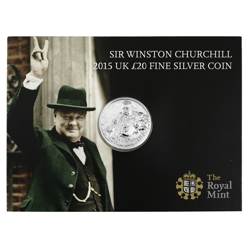 Pre-Owned 2015 Sir Winston Churchill £20 Silver Coin - Carded