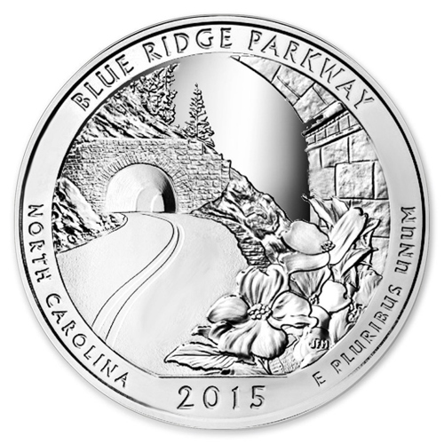 Pre-Owned 2015 ATB 'Blue Ridge National Parkway' 5oz Silver Coin - VAT ...