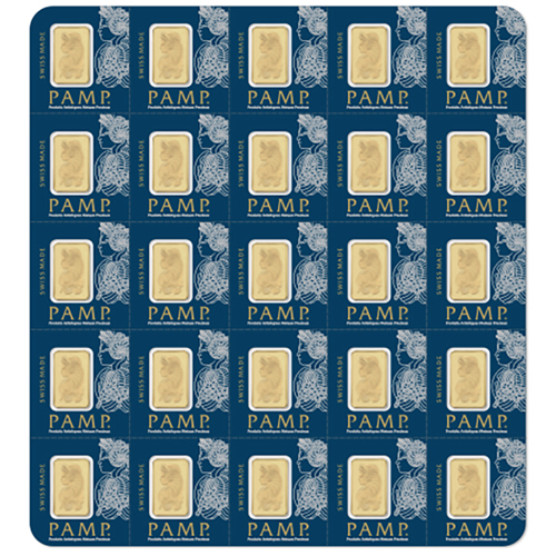 コレクション PAMP 24k 1g PAMP Suisse Fortuna 25 x 1g Multigram Gold Bar | 1g Gold Bars