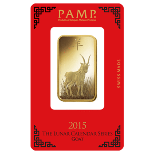 Sell Pre-Owned PAMP 2015 Lunar Goat 1oz Gold Bar | Atkinsons Bullion