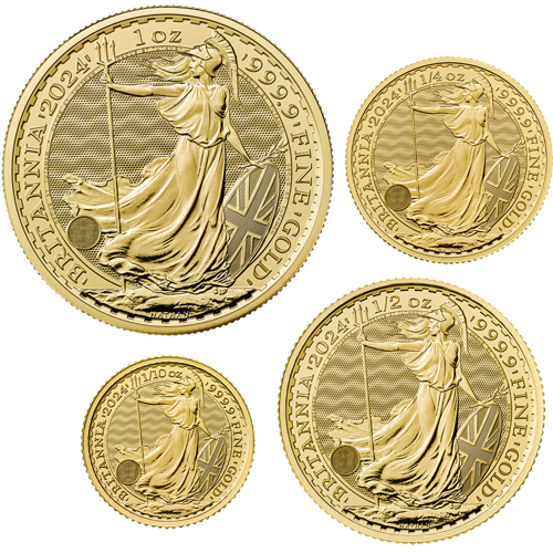 2024 UK Britannia 1oz, 1/2oz, 1/4oz & 1/10oz Gold Coin Collection | 1oz ...