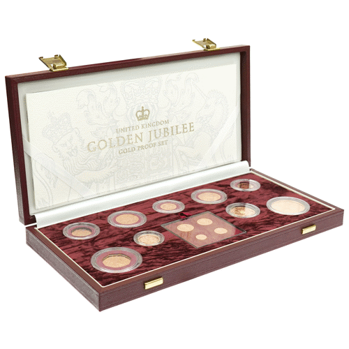 Pre-Owned 2002 UK Golden Jubilee Proof Gold Currency Coin Set