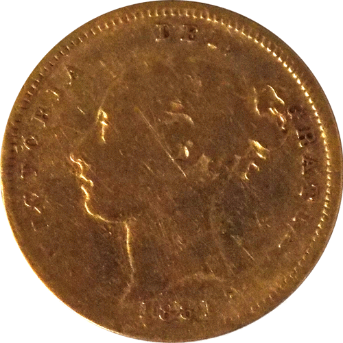 PreOwned 1881 Melbourne Mint Victorian 'Shield' Half Sovereign Gold