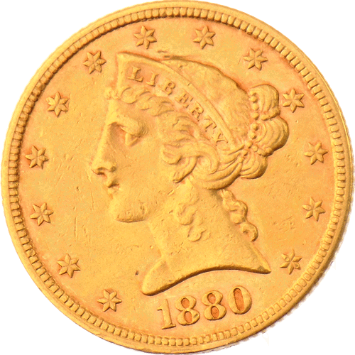 Pre-Owned 1880 USA Liberty Head Five Dollar Gold Coin | Out Of