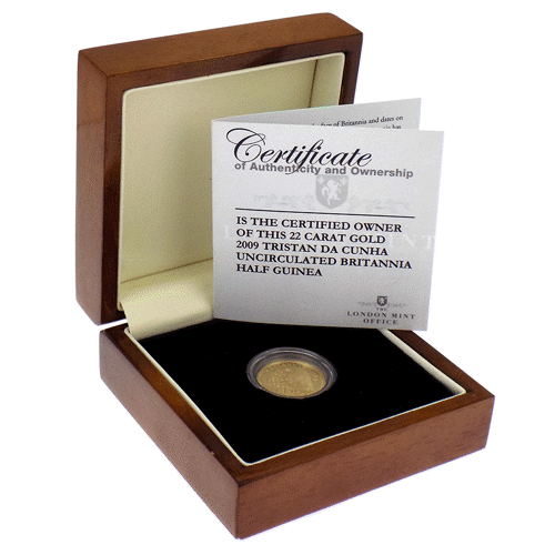 Pre-Owned 2009 Tristan Da Cunha Britannia Half Guinea Proof Gold