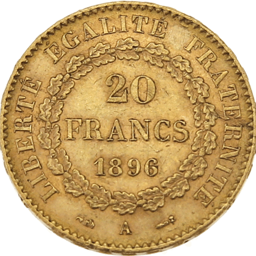 Pre-Owned 1896 French 20 Franc Lucky Angel Gold Coin | Out Of Stock