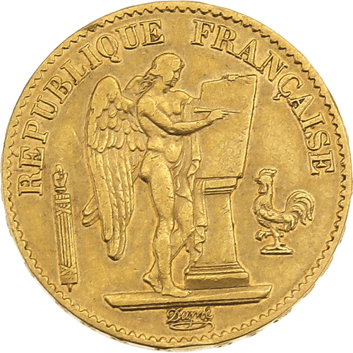 Pre-Owned 1876 French 20 Franc Lucky Angel Gold Coin | Out Of