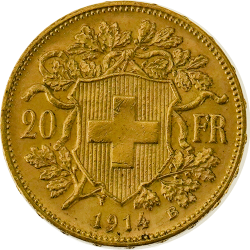 Pre-Owned 1914 Swiss 20 Franc Helvetia Gold Coin | Out Of Stock