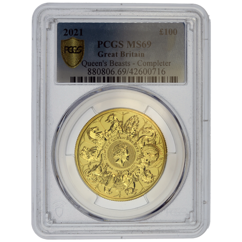 Pre-Owned 2021 UK Queen's Beasts Completer 1oz Gold Coin - PCGS Graded MS69  - 880806.69 | Out Of Stock | Atkinsons Bullion