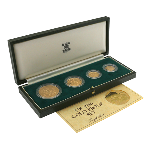 Pre-Owned 1980 UK Sovereign Proof Gold 4-Coin Set | Pre