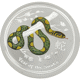 Pre-Owned 2013 Australian Lunar Snake 1oz Colourised Silver Coin - VAT Free