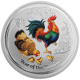 Pre-Owned 2017 Australian Lunar Rooster Colourised 2oz Silver Coin - VAT Free
