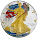 Pre-Owned 2001 USA Eagle Colourised/Gilded 1oz Silver Coin - VAT Free