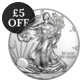 Pre-Owned USA Eagle 1oz Silver Coin - Mixed Dates - VAT Free