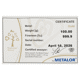 Metalor 100g Cast Gold Bar