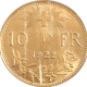 Pre-Owned 1922 Swiss 10 Franc Helvetia Gold Coin